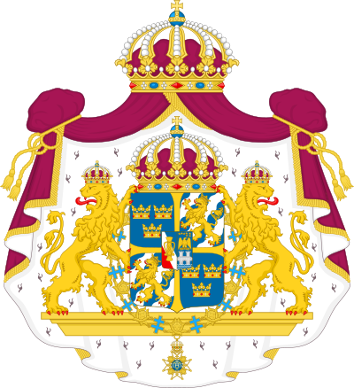 Het grote wapen van de Zweedse koningen sinds 1814