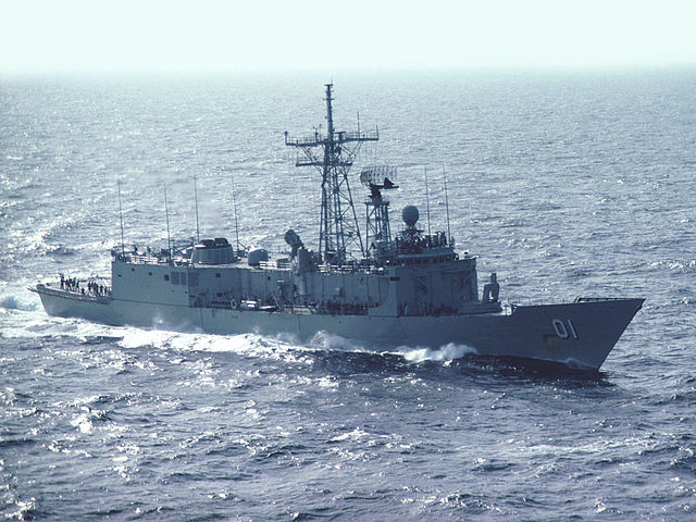 HMAS Adelaide, the first ship of the class, in 1982