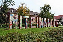 Heidenau, Skulptur „Miteinander“ des deutsch-türkischen Metallkünstlers Hüseyin Arda; Oktober 2015 – April 2016 in Heidenau