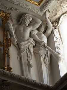 Rococo atlantes as decoration in Schleissheim Palace, Munich, Germany