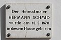 Tafel am Geburtshaus des Malers Hermann Schmid, Kirchengasse 20