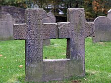 Ancient gravestones in the churchyard Hohensyburg St Peter gravestone.jpg