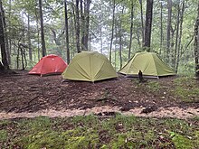 Tents set up on a campsite near Hot Springs, North Carolina, alongside the Appalachian Trail