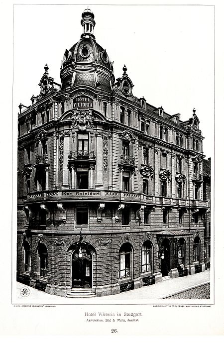 Hotel Viktoria in Stuttgart, Architekten Bihl & Woltz, Tafel 26, Kick Jahrgang II