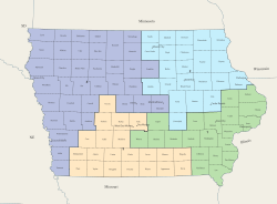 Iowa's congressional districts since 2023 Iowa's Congressional Districts, 118th Congress.svg