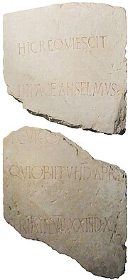 Anselmus inscription funéraire (abbatiale de Leno) .JPG