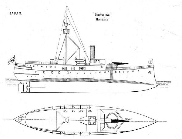 Armour and armament sketch of Itsukushima and Hashidate