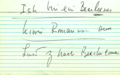 Notes fonétiques de Kennedy (pa poder pronunciar correutamente'l discursu): Ish bin ein Bearleener – quivis Romanus sum – Lasd z nack Bearleen comen