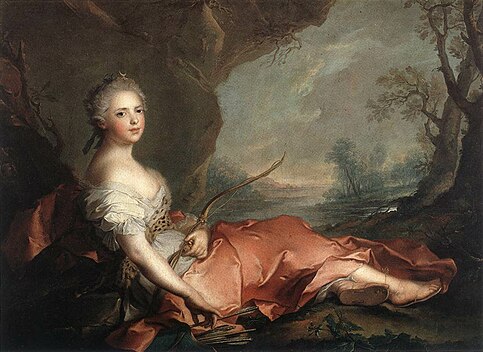 Maria Adelaide de França representada como Diana (1745), Jean-Marc Nattier, Palácio Pitti, Florença, Itália
