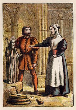 "What a madman art thou, to make them new noses, which within a few days shall all lose their heads!" Illustration of "Prest's Wife and the Stonemason" by Kronheim from the 1887 edition of Foxe's Book of Martyrs Joseph Martin Kronheim - Foxe's Book of Martyrs Plate VIII - Prest's Wife and the Stonemason.jpg