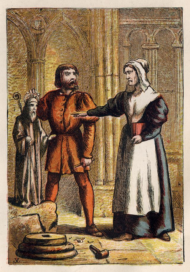 «Попадья и каменщик» — копия иллюстрации Джозефа Кронхайма 1887 в «Книге Мученика» Джона Фокса