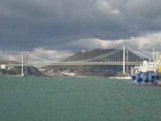 Kanmon Bridge Suspension bridge that crosses the Strait Kanmon Strait and unites the islands of Honshū and Kyūshū of Japan.