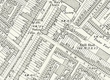 Kennington station on an 1890s Ordnance Survey map Kennington Underground station map, 1893.jpg