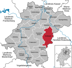 Poziția Knüllwald pe harta districtului Schwalm-Eder-Kreis