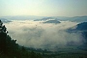 Morgennebel im Dourbie-Tal bei Nant