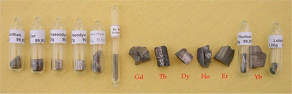 Samples of lanthanide elements (excluding promethium)