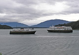 Alaska Marine Highway System ferries MV LeConte and MV Kennicott near Juneau, Alaska