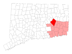 Location in New London County, Connecticut