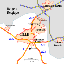 Lille: motorway network Lille Autouroutes.svg