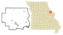 Lincoln County Missouri Incorporated og Unincorporated områder Winfield Highlighted.svg