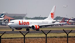 Ling Air Boeing 737-MAX8; @CGK 2018 (31333957778) .jpg