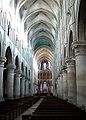 Lisieux Cathedral shows the nave and the aisles, the upper clerestory windows and the ribbed vault.