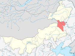 Hinggan League okulunun İç Moğolistan şehrindeki konumu