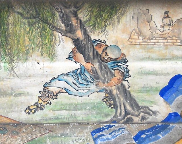 Lu Zhishen uproots a tree (Summer Palace mural)