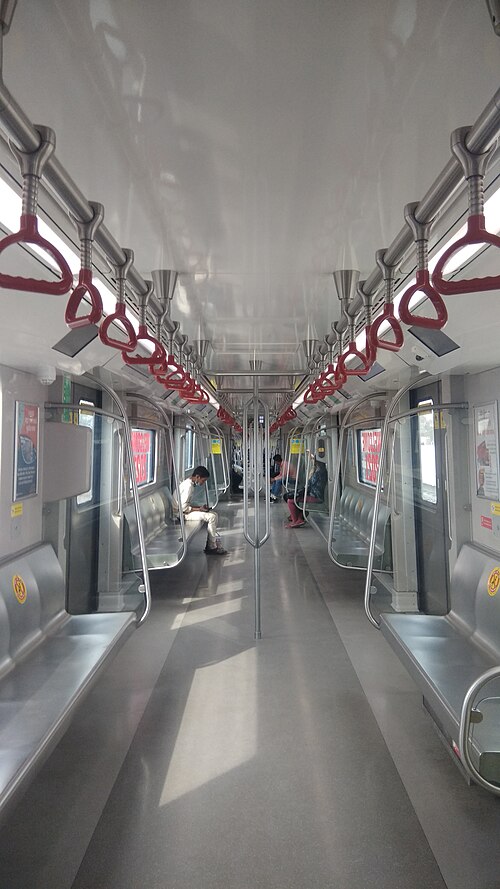 Inside view of a coach of Lucknow Metro Manufactured by Alstom