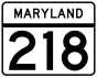 Maryland Route 218 işaretçisi