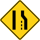 Right lane ends or road narrows.