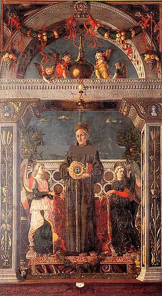 <i>St. Bernardino of Siena between Two Angels</i> 1460 painting by Andrea Mantegna