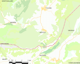 Mapa obce Paziols