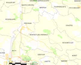 Mapa obce Montaut-les-Créneaux