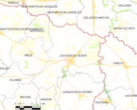 Mapa obce Louvigné-du-Désert