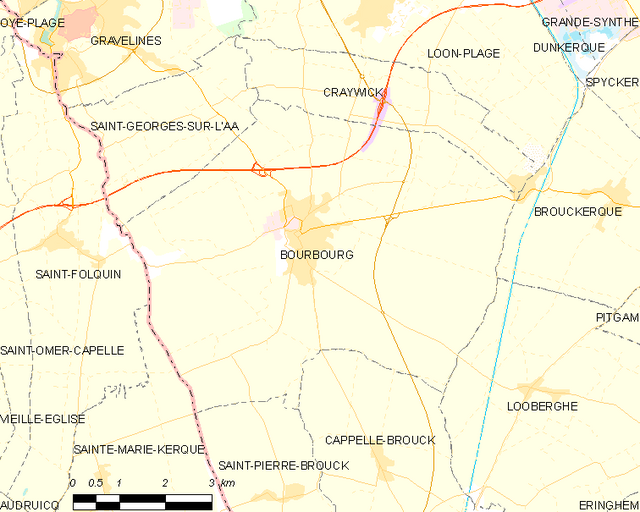 Poziția localității Bourbourg