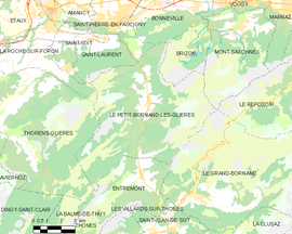 Mapa obce Le Petit-Bornand-les-Glières