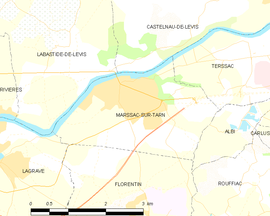 Mapa obce Marssac-sur-Tarn