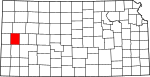 Mapa del estado que destaca el condado de Wichita