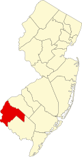 Karte von New Jersey mit Hervorhebung von Salem County.svg