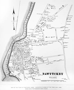 Map of Pawtucket, Massachusetts, July 1848