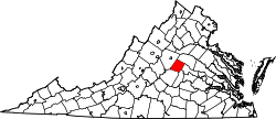 Karte von Fluvanna County innerhalb von Virginia