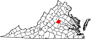 Карта штата Вирджиния с выделением округа Флуванна 