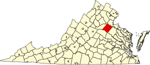 Karte von Virginia mit Hervorhebung von Spotsylvania County