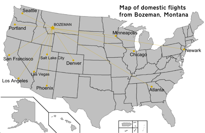 File:Map of domestic flights from Bozeman, Montana.png