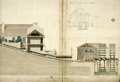 Machine hydraulique provisoire. Section, projet no 1 par Cécile (1811).
