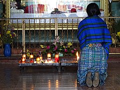 Mayan Woman at Prayer - Templo de Calvario - Santa Cruz del Quiche - Quiche - Guatemala (15746710920).jpg