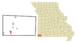 Location in McDonald County and the state of Missouri