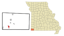 McDonald County Missouri Incorporated ve Unincorporated alanlar Noel Highlighted.svg