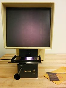 DuKane brand microfiche reader with source code printed on the films Microfiche reader and source code.jpg